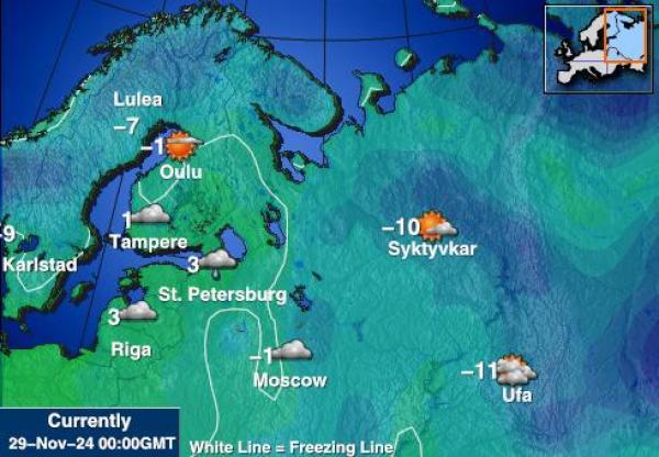 Makedonija Vremenska prognoza, Temperatura, karta 