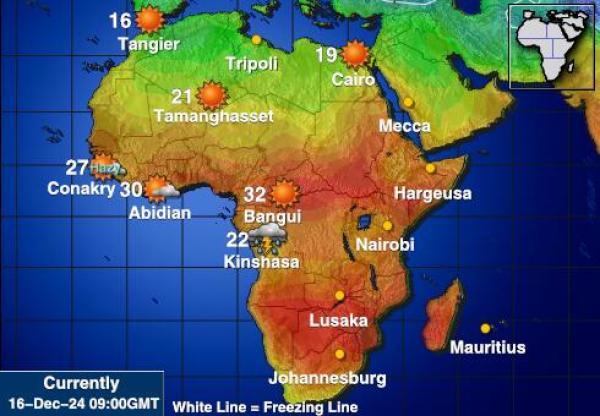 Malawi Hava sıcaklığı haritası 