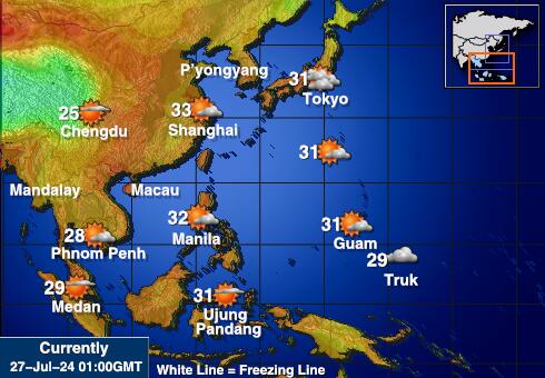 Malezija Vremenska prognoza, Temperatura, karta 