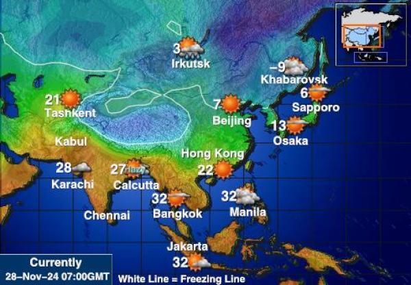 Malediwy Temperatura Mapa pogody 