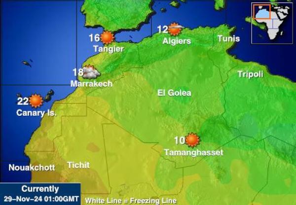 Mauritania Mapa temperatura Tempo 