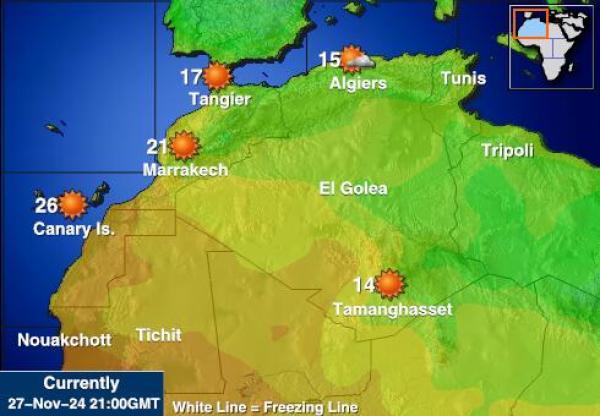 Mauritanija Vremenska prognoza, Temperatura, karta 