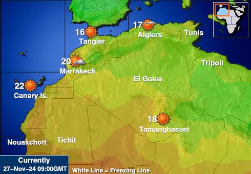 Mauritania Harta temperaturii vremii 