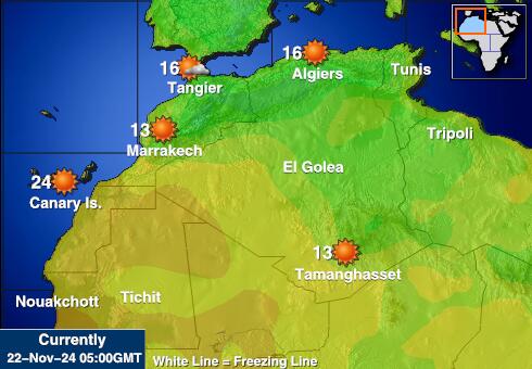 Mauritanië Weer temperatuur kaart 