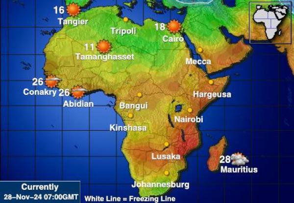 Mauritius Temperatura Mapa pogody 