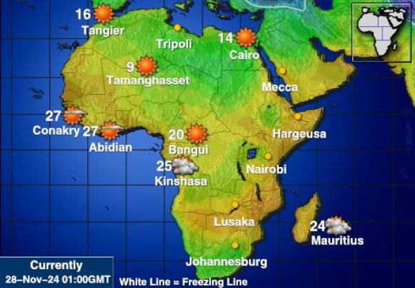 Mauritius Mapa počasí teplota 