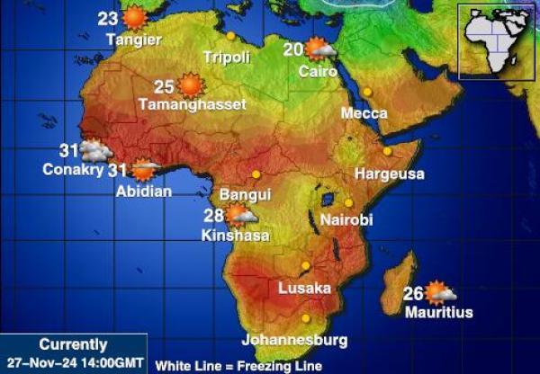 Maurice Carte des températures de Météo 