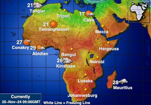 Mauritius Mapa temperatura Tempo 