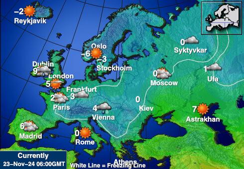 Mittelmeer- Wetter Temperaturkarte 