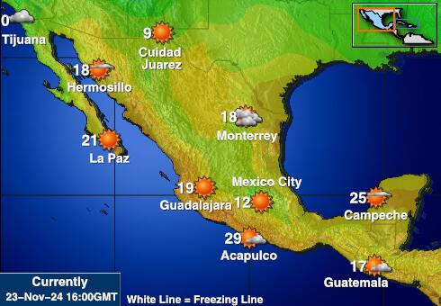 Mexique Carte des températures de Météo 