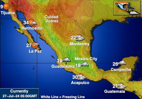 میکسیکو موسم درجہ حرارت کا نقشہ 