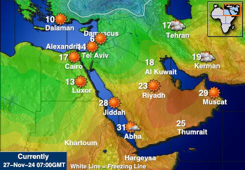 Orientul Mijlociu Harta temperaturii vremii 