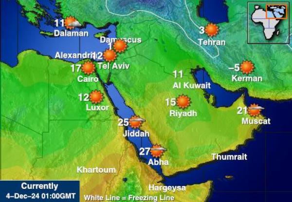 Midden-Oosten Weer temperatuur kaart 