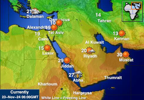 Moyen-Orient Carte des températures de Météo 