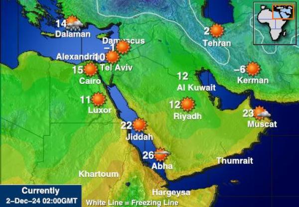 Medio este Mapa de temperatura Tiempo 