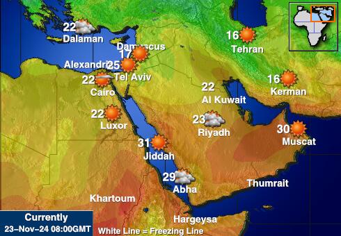 Mittlerer Osten Wetter Temperaturkarte 