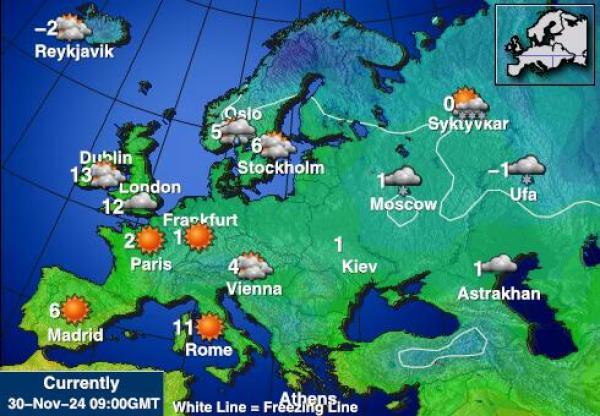 Monaco Mapa počasí teplota 