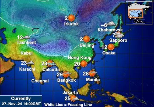 Mongolie Carte des températures de Météo 