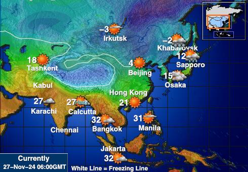 Mongolia Harta temperaturii vremii 