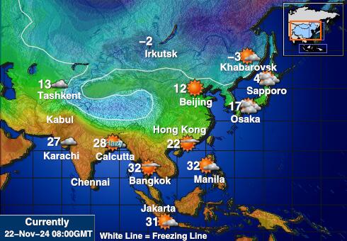 Mongolië Weer temperatuur kaart 