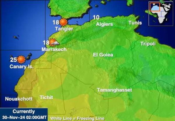 Maroc Harta temperaturii vremii 