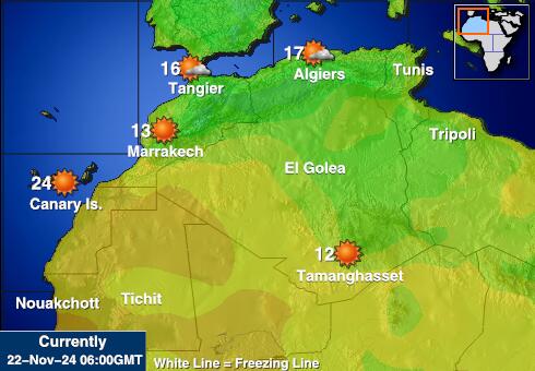 Marokko Weer temperatuur kaart 