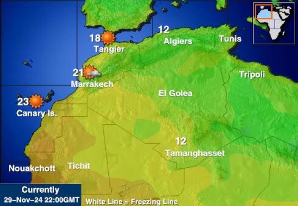 Morocco Bản đồ nhiệt độ thời tiết 