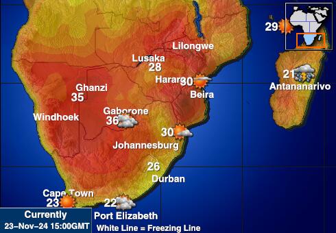 Mozambique Carte des températures de Météo 