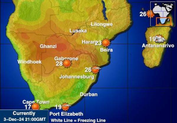 Mozambique Mapa de temperatura Tiempo 