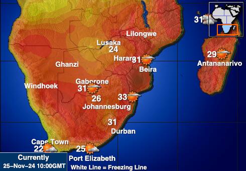 Mozambique Mapa temperatura Tempo 