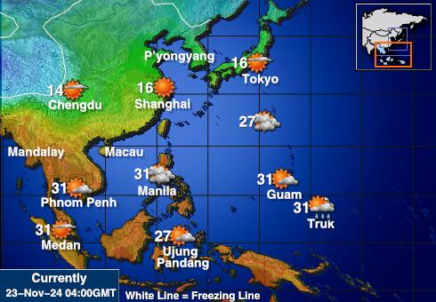 Myanmar Birmanie Carte des températures de Météo 