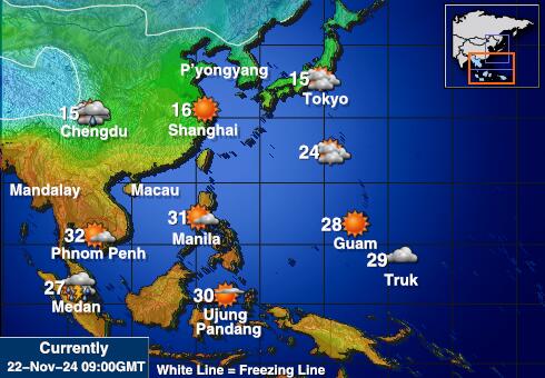 Myanmar Birma Weer temperatuur kaart 