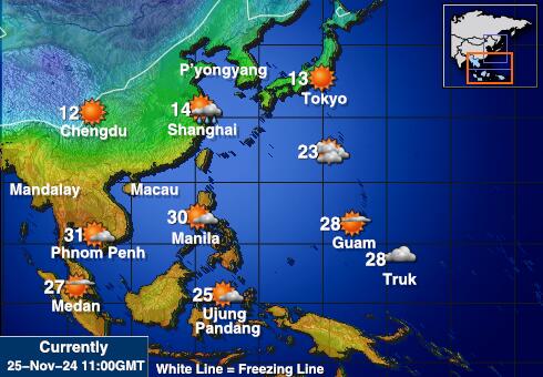 Myanmar Burma Mapa temperatura Tempo 