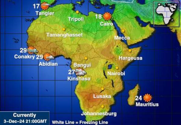 Namibia Mapa de temperatura Tiempo 