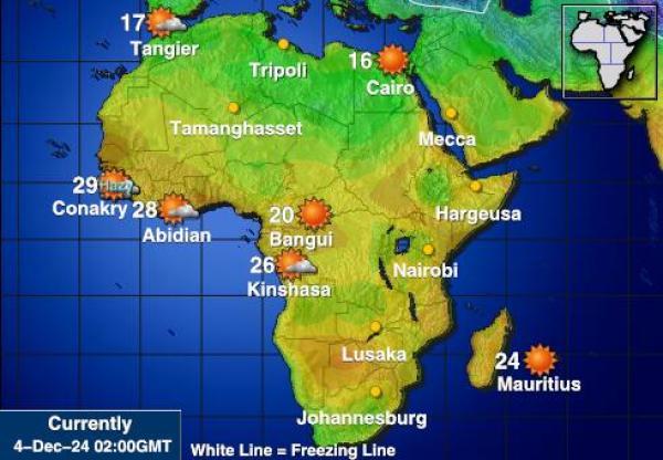 Namibië Weer temperatuur kaart 