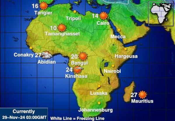 Namibia Mapa temperatura Tempo 