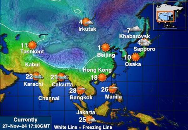 Népal Carte des températures de Météo 