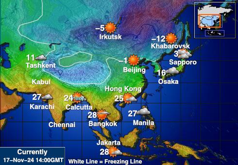 ประเทศเนปาล แผนที่อุณหภูมิสภาพอากาศ 