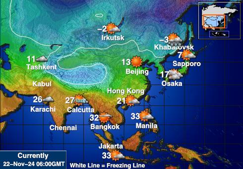 Nepal Weer temperatuur kaart 