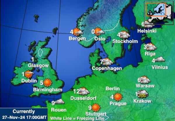 Pays-Bas Carte des températures de Météo 