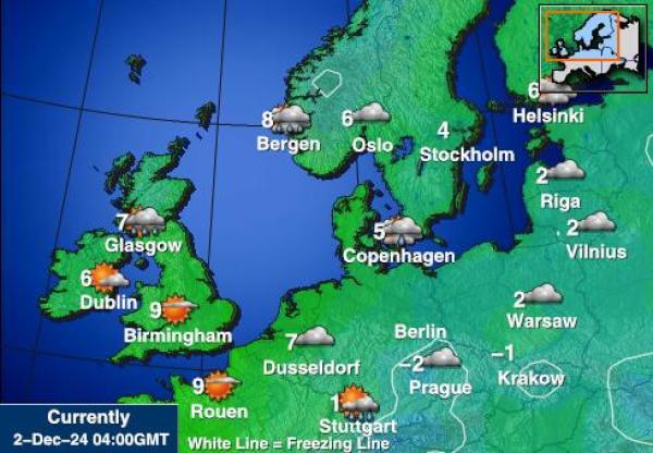 Países Bajos Mapa de temperatura Tiempo 