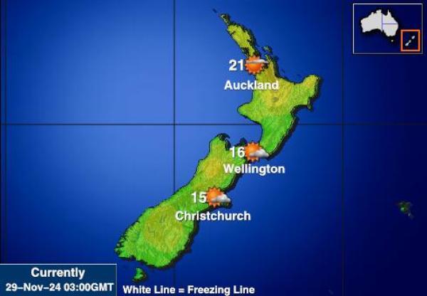 New Zealand Mapa temperatura Tempo 