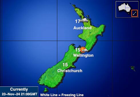 Novi Zeland Vremenska prognoza, Temperatura, karta 