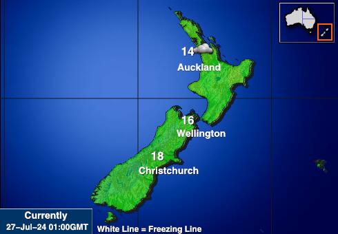 نیوزی لینڈ موسم درجہ حرارت کا نقشہ 