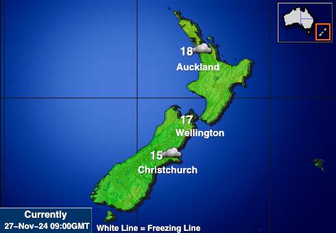 Noua Zeelandă Harta temperaturii vremii 