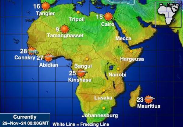 Niger Vremenska prognoza, Temperatura, karta 