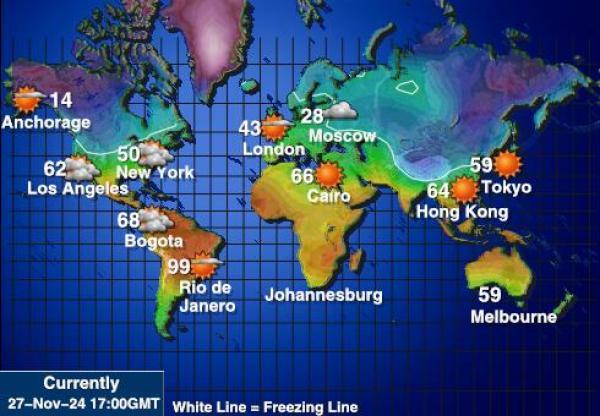 Norfolk Island Vejret temperatur kort 