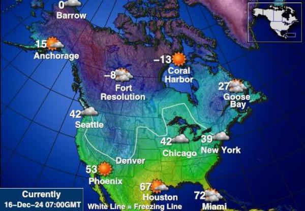 Kuzey Amerika Hava sıcaklığı haritası 