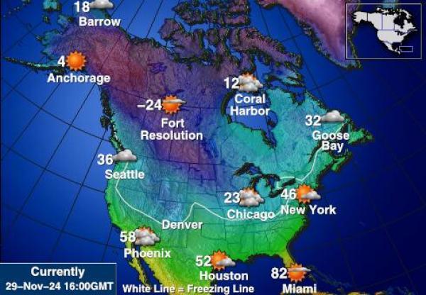 America del Nord Temperatura meteorologica 