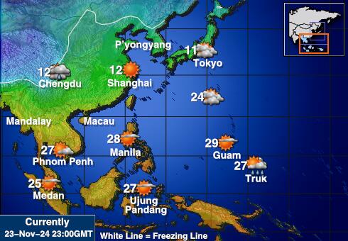 Nordkorea Vejret temperatur kort 